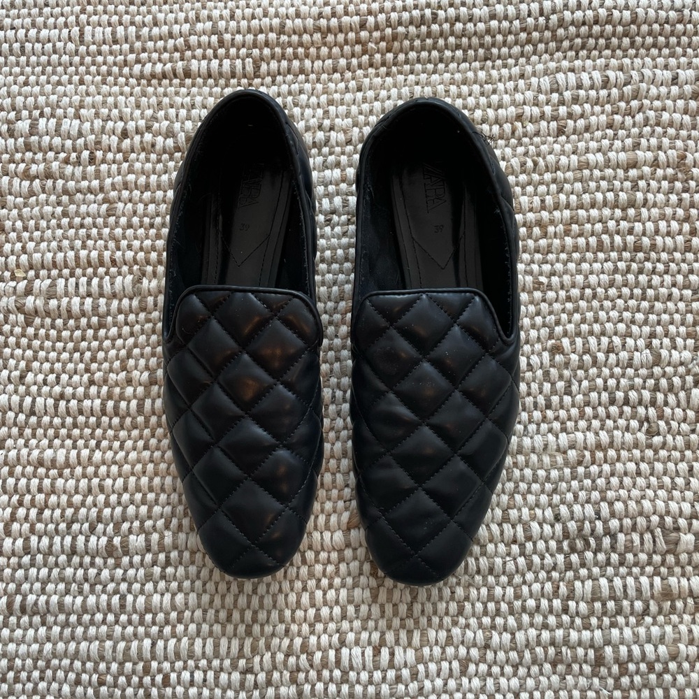 Zara quilted leather loafers / Oxfords slide on